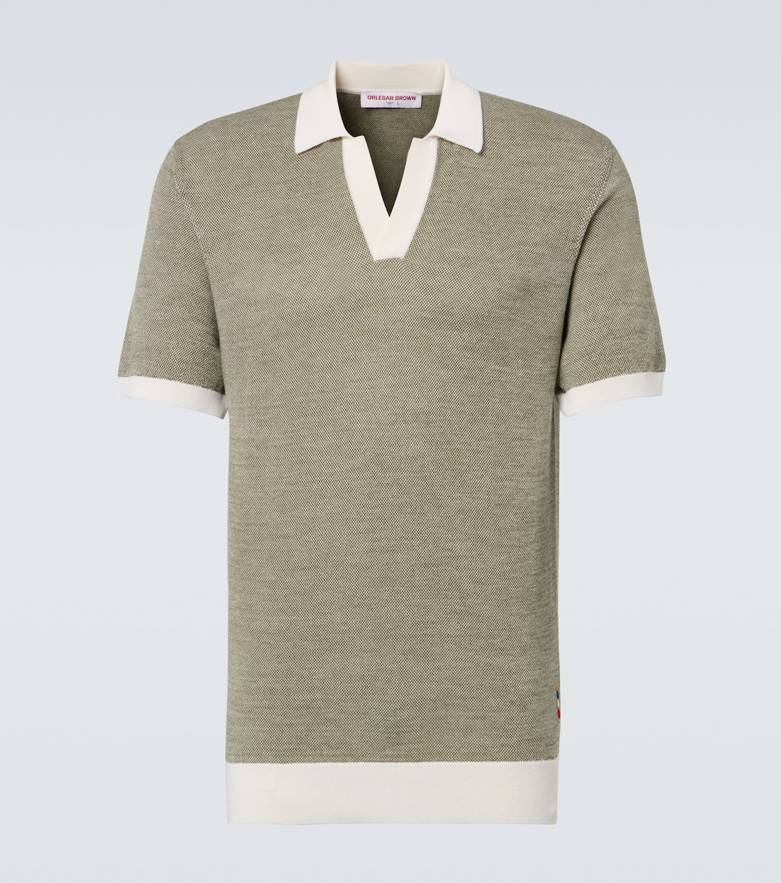 

Вязаный поло из шерсти и хлопка Horton Orlebar Brown, Khaki/White Sand