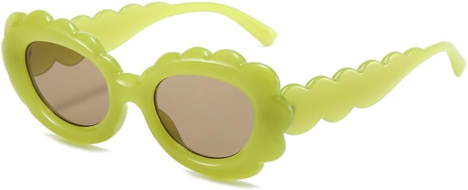 

Овальные солнцезащитные очки в форме цветка, желейного цвета, женские, модные, фиолетовые, зеленые, мужские, с защитой от УФ-излучения UV400, в стиле ретро TYUVIVO, Green Tea