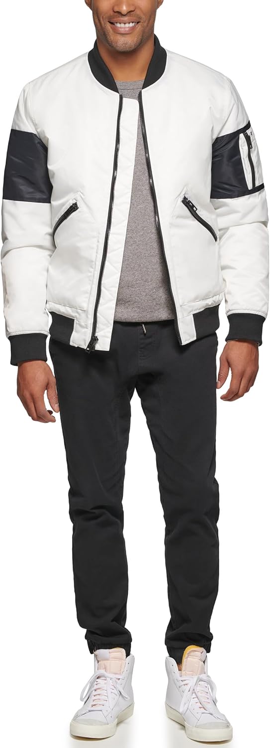 Мужская куртка-бомбер Tommy Hilfiger Flight с контрастными рукавами, White — фото 2