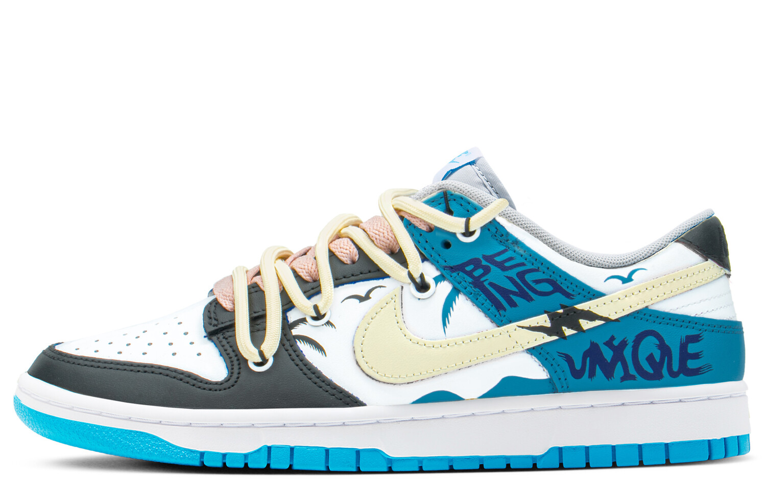 

Кроссовки Nike Dunk Skateboard Shoes Men Low-Top Beige Blue