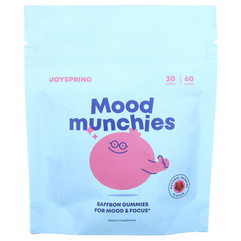 

JoySpring, Mood Munchies, жевательные мармеладки, натуральные ягоды, 60 жевательных таблеток