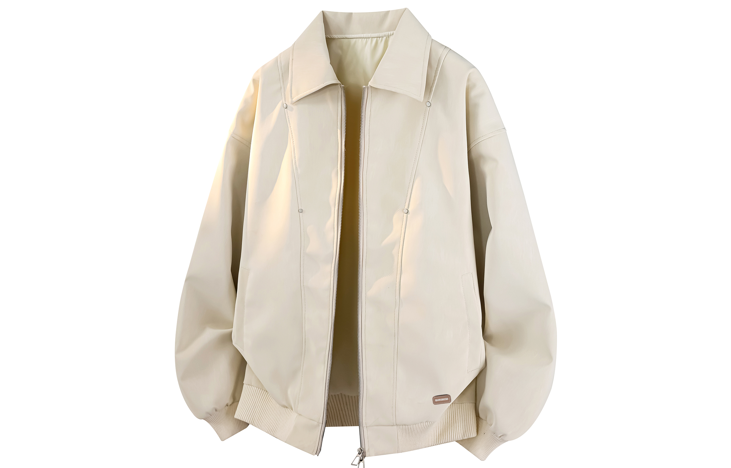 

Кожаная куртка Unisex Lapel Moderate WARRIOR, бежевый[free diy badge]