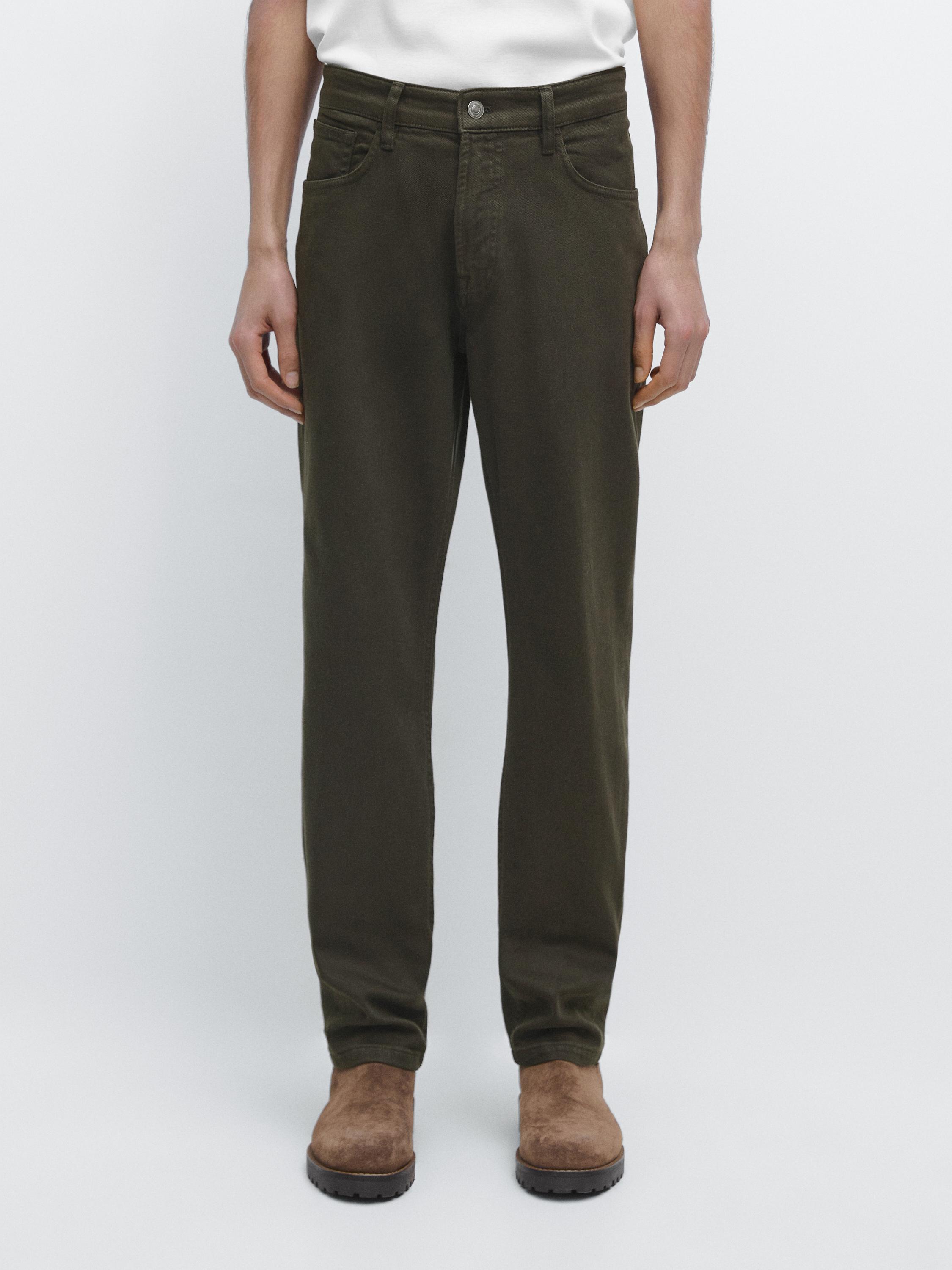 Джинсы зауженного к низу кроя Massimo Dutti, dark green — фото 3
