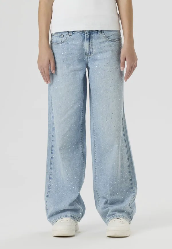 Джинсы свободного кроя со стразами Two Soon, Light Blue Denim — фото 2