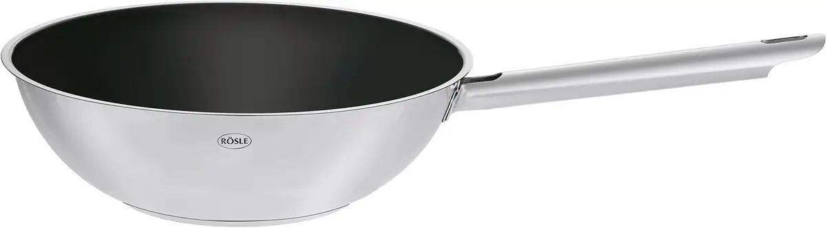 

RÖSLE вок "ELEGANCE", нержавеющая сталь 18/10, (1 шт.), керамическое покрытие ProCera, подходит для духовки и индукции, Ø 28 см Ø 28 см + высота 9,5 см, цвет edelstahlfarben/schwarz