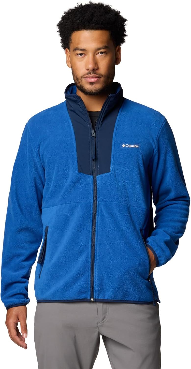 

Columbia мужская флисовая толстовка Sequoia Grove с молнией, Mountain Blue/Collegiate Navy/Spicy