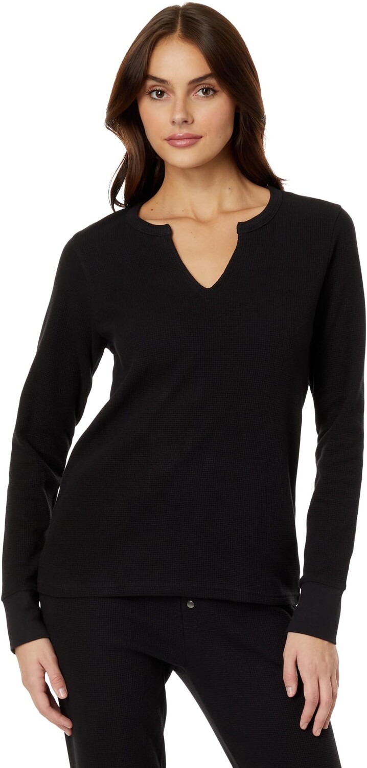 

Топ PACT Thermal Waffle Henley, черный