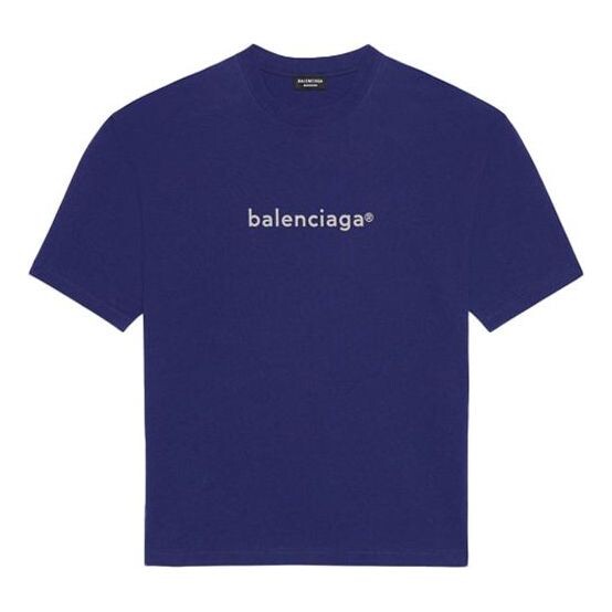 

Футболка men's ss21 logo printing alphabet short sleeve blue Balenciaga, синий