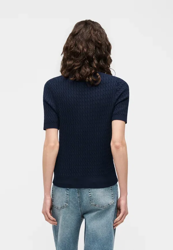 Футболка Tommy Hilfiger Cable Fine Basic, темно-синий — фото 3
