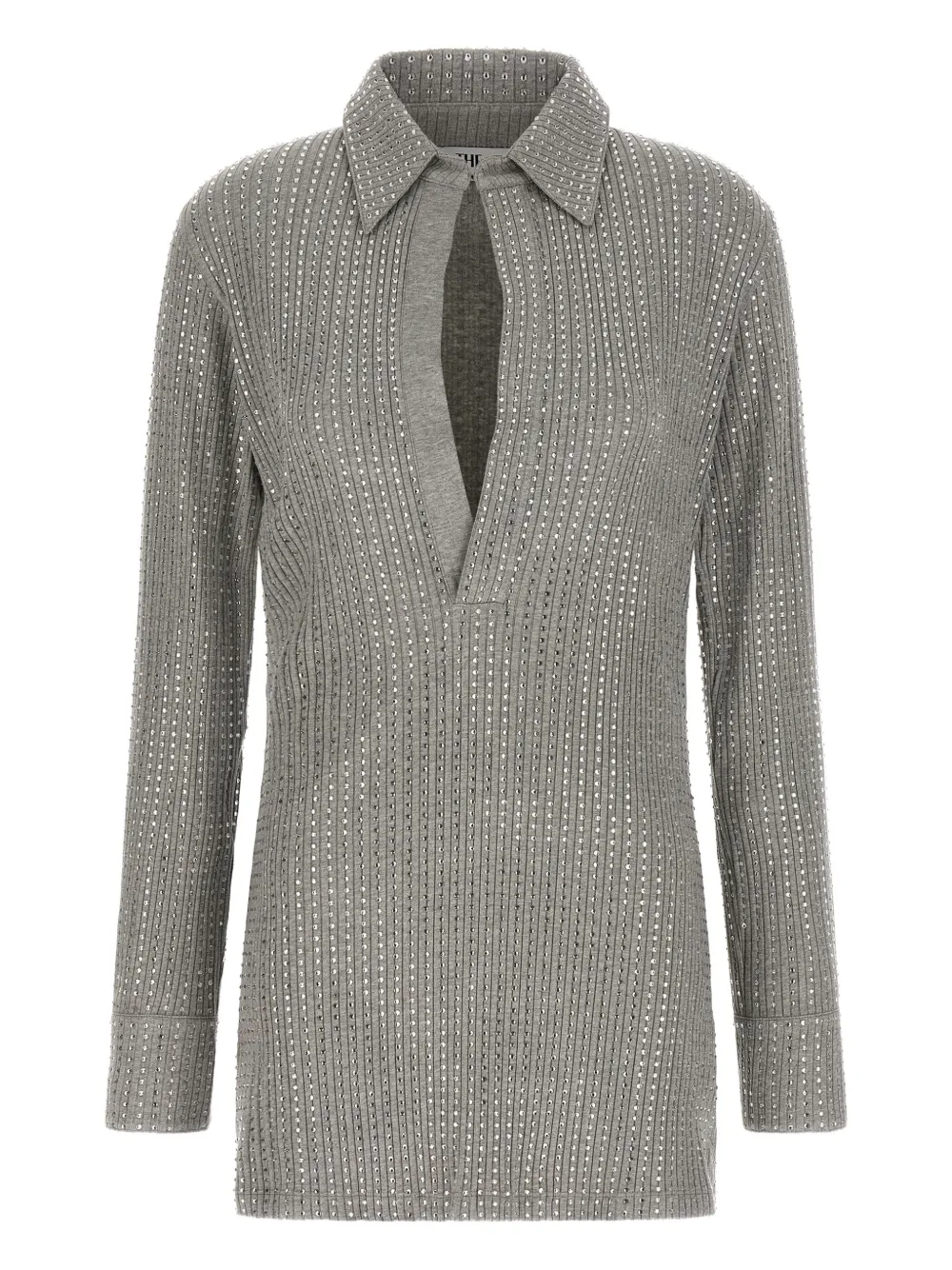 

Платье с аппликацией из страз The Attico, серый