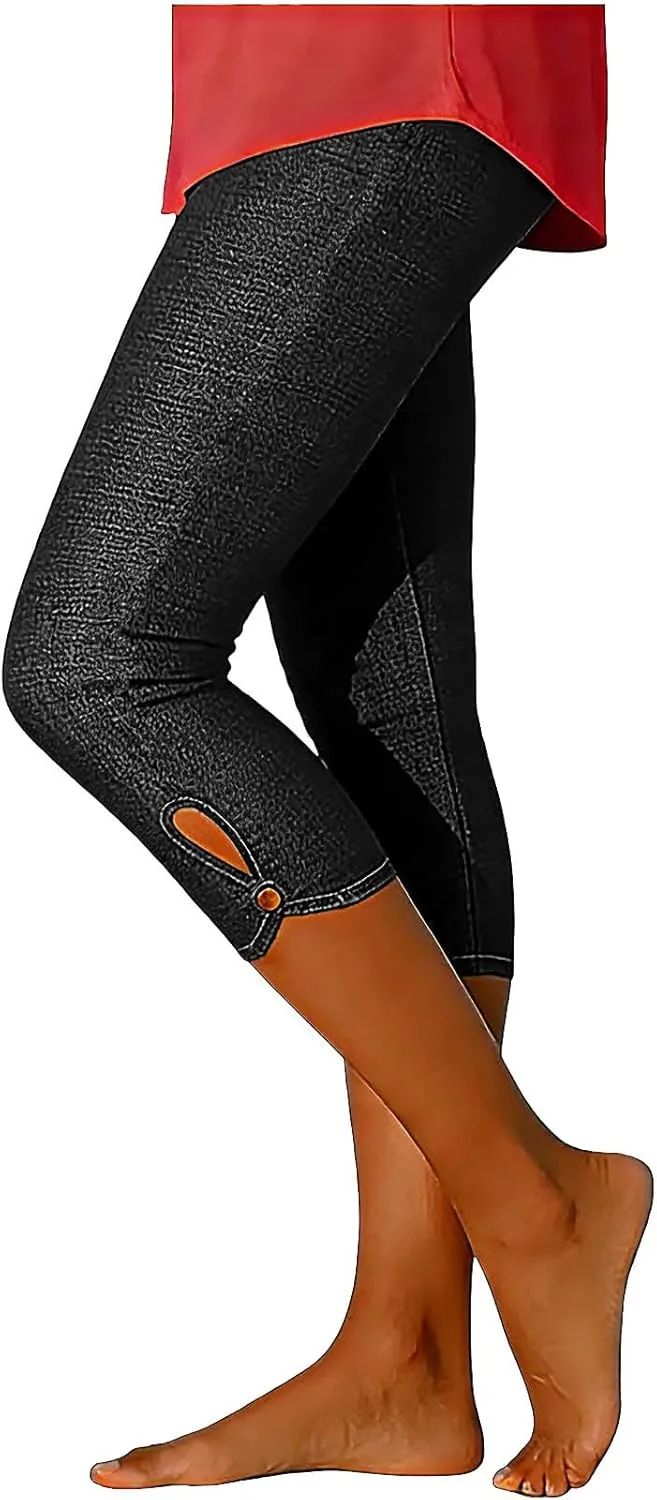 Капри-джинсы для женщин Stretchy High Waisted Pull On — фото 4