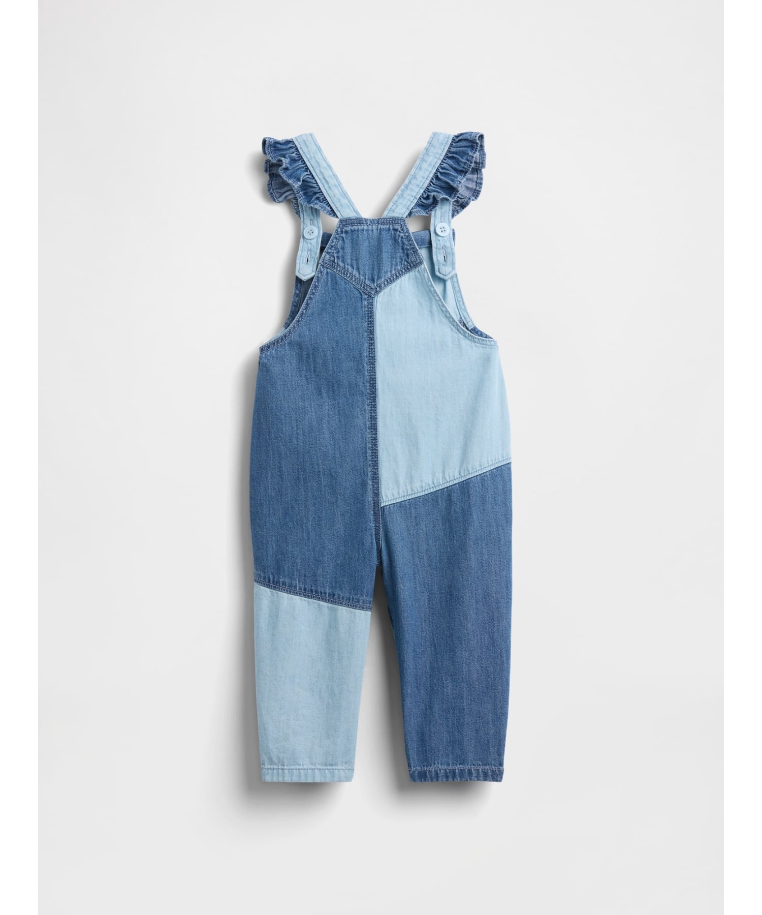 Двухцветный джинсовый комбинезон с сердечками Детский Gap, TRUE_INDIGO_COLORBLOCK — фото 2