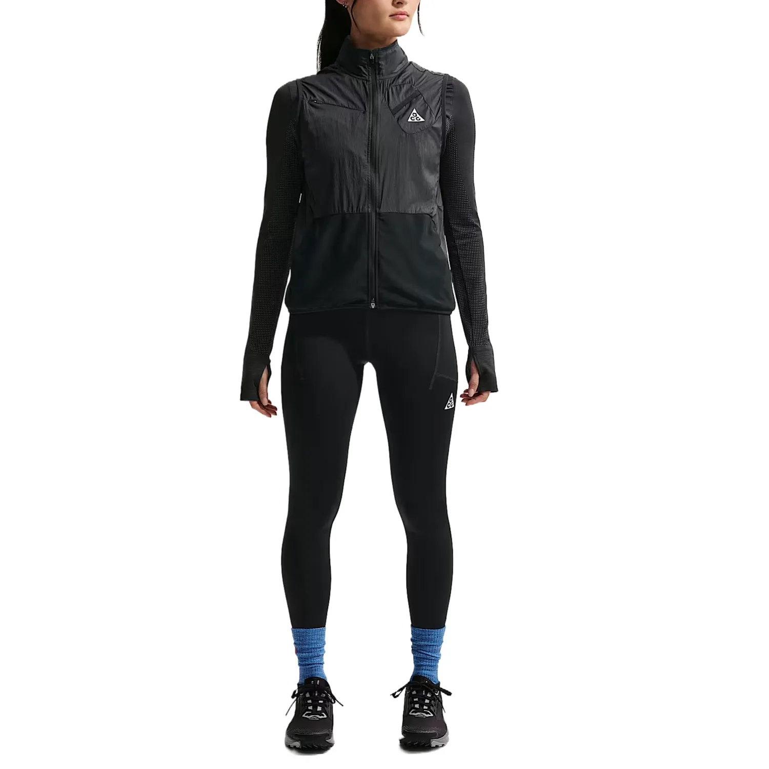 Женские беговые брюки Dri Fit Nike, Black/Mountain Peak White — фото 4