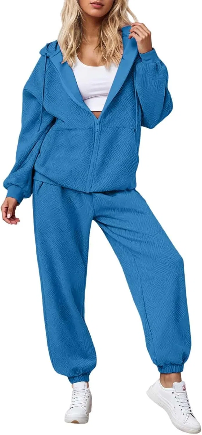 Спортивный костюм из толстовки и широких штанов для бега, йоги, Y-#l-blue
