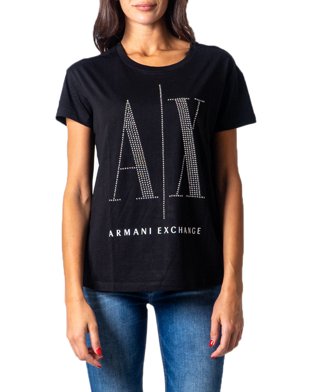 

Футболка женская Armani Exchange с фирменным принтом, черный