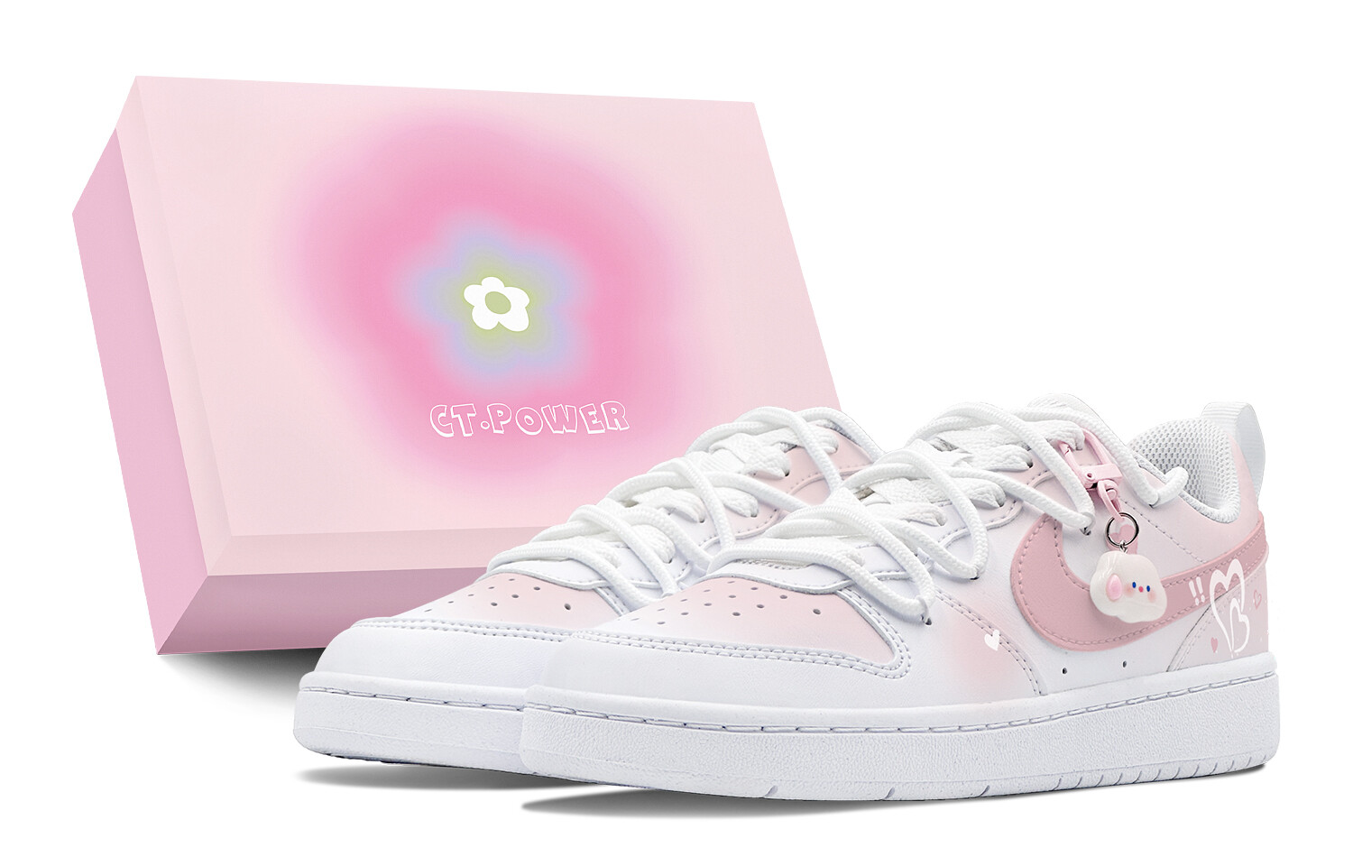 

Кроссовки Nike Court Borough Skateboarding Shoes Women's Low-top Pink/white, белый