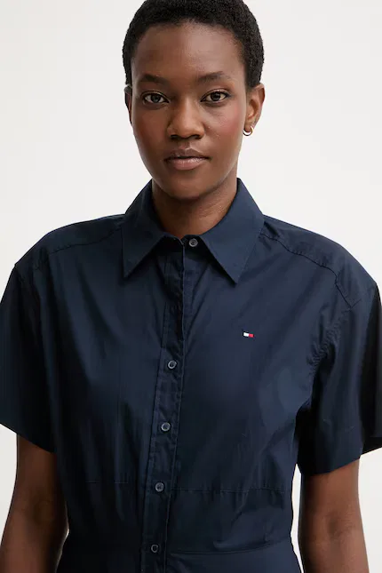 Платье-рубашка хлопковое из денима Tommy Hilfiger, синий — фото 4