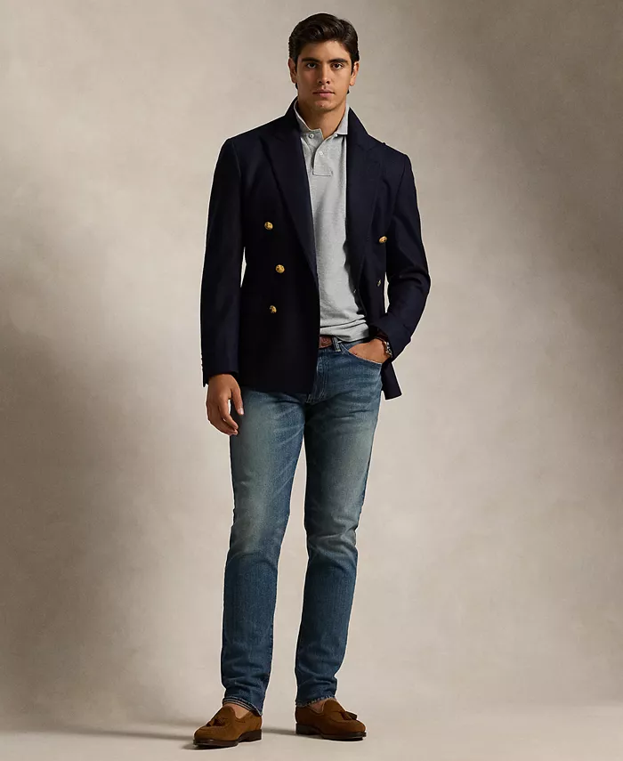 Мужская поло Big Pony Custom Slim Fit с сетчатой тканью Polo Ralph Lauren, серый — фото 4