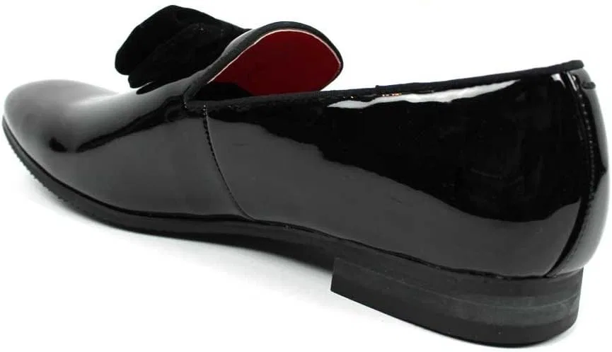 Лоферы AZAR Tuxedo Slip с бантом, Patent Velvet Bow AZAR MAN — фото 2