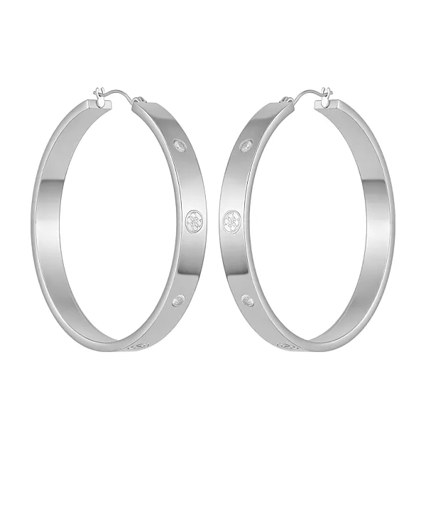 

Серьги-Кольца с логотипом из золота и серебра с кубическим цирконием Guess, silver