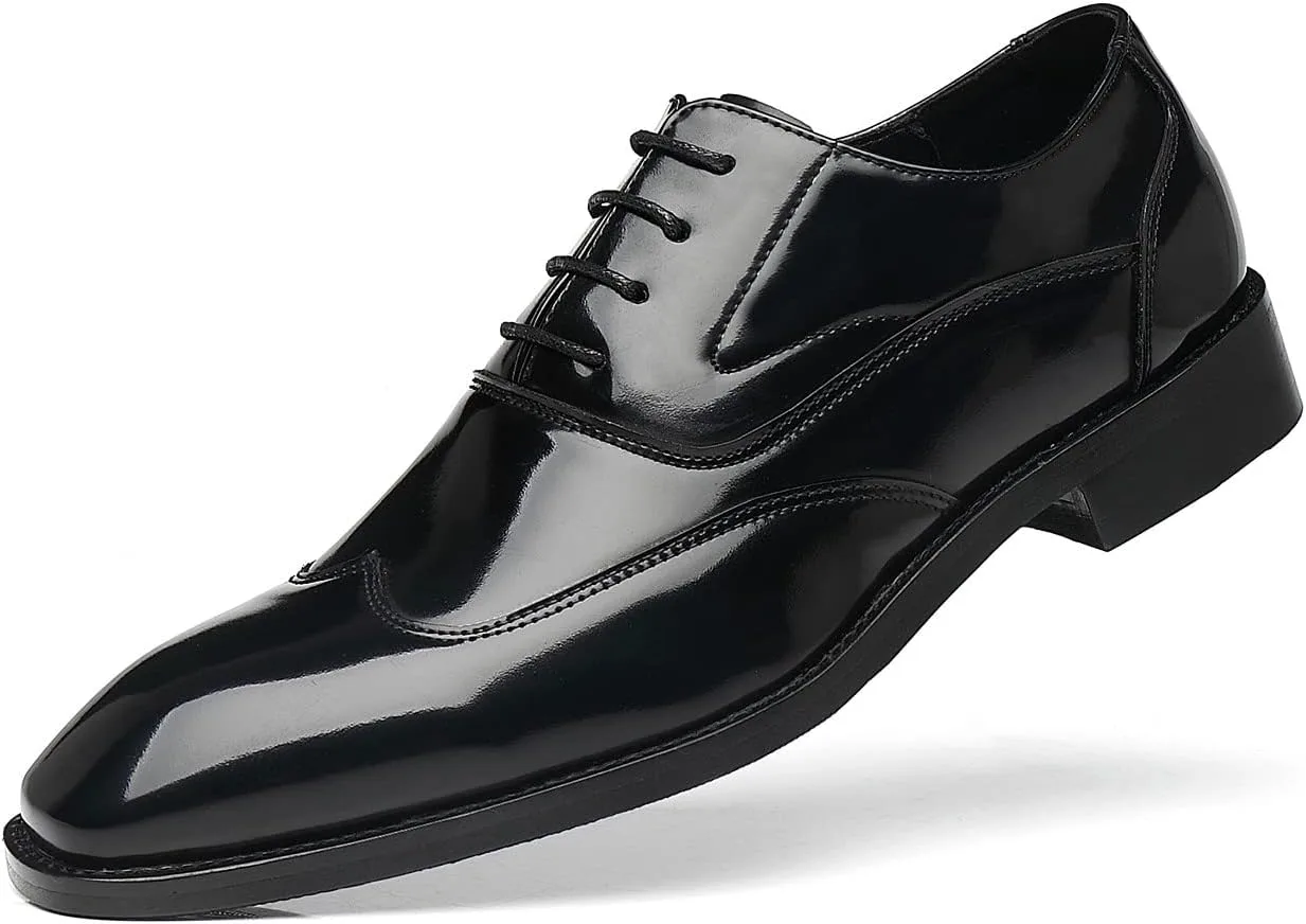 

Мужские повседневные туфли Santimon с крыльями, дерби классические, вытертая кожа, дерби формальные оксфорды, черный