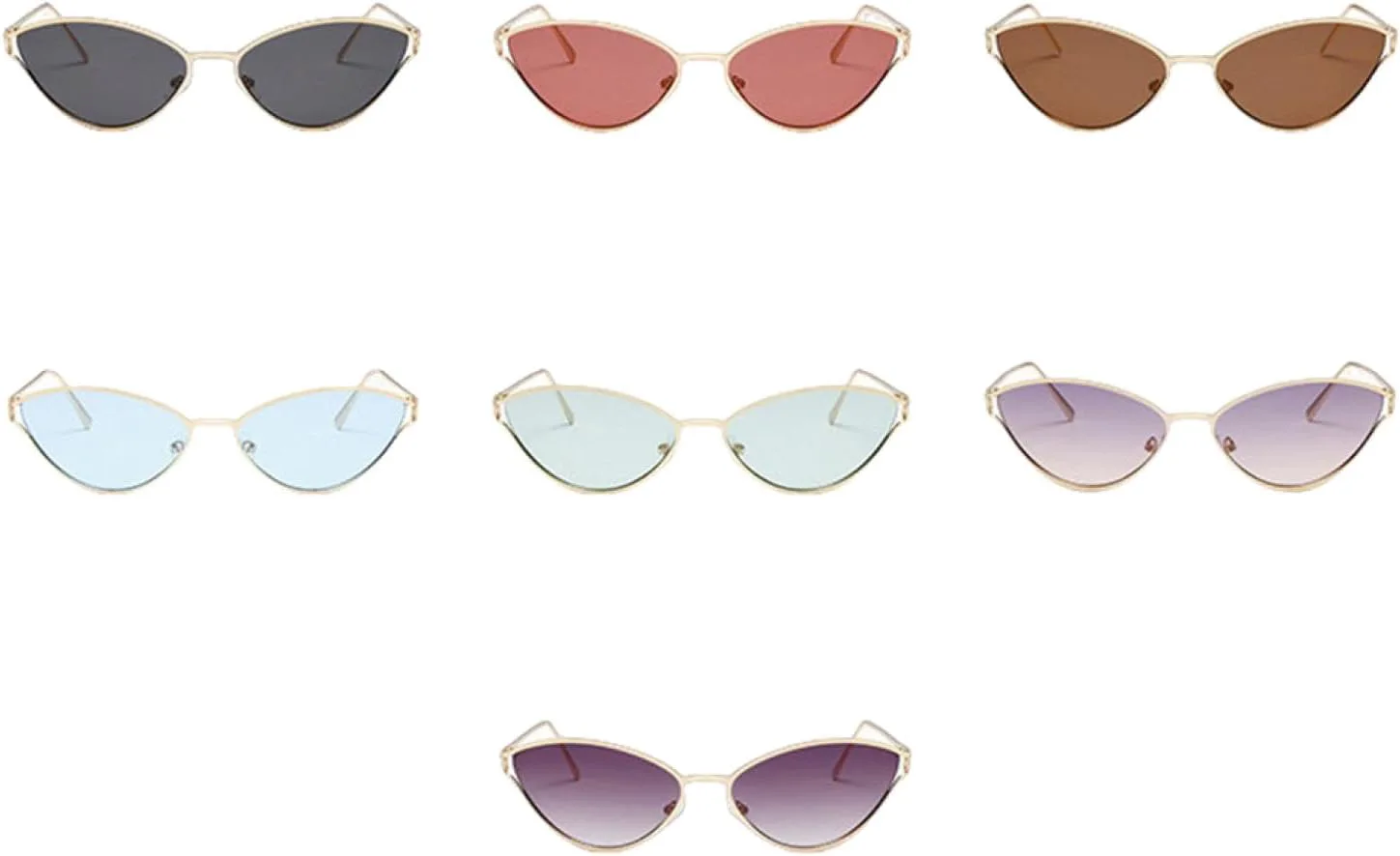 

Ретро-солнцезащитные очки «кошачий глаз» с градиентной защитой от УФ-излучения UV400, металлическая оправа, модный стиль для мужчин и женщин TKKTLLT, Gold-green