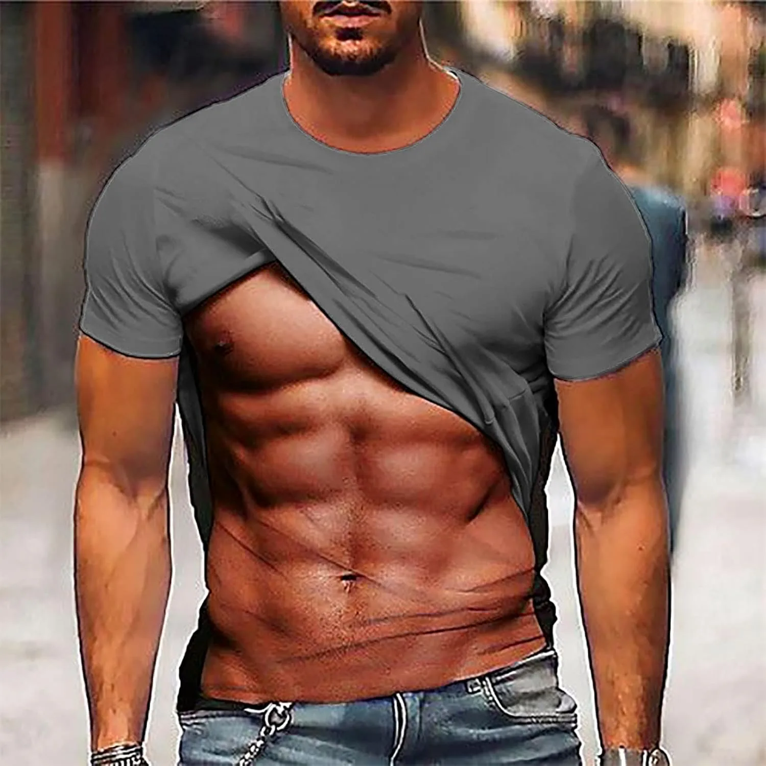 Футболка с принтом для мужчин Funny Muscle Print — фото 2