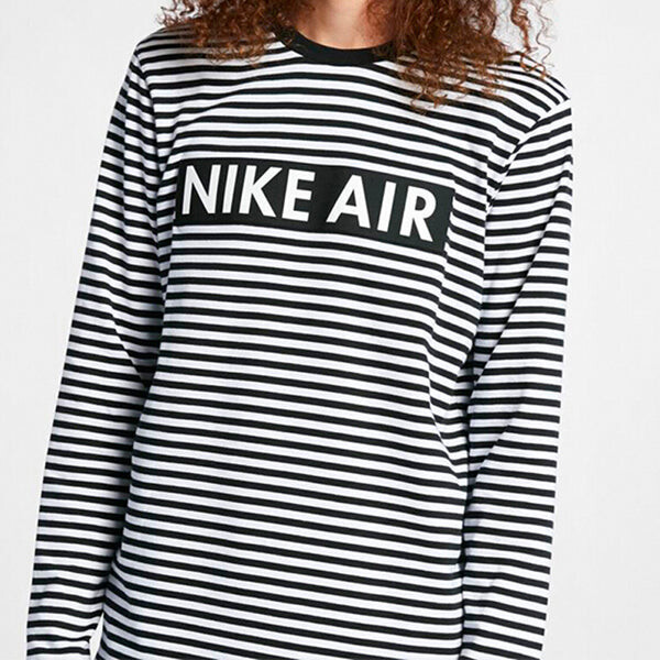 Футболка air top ls alphabet logo printing black white stripe long sleeves black white Nike, черный — фото 3