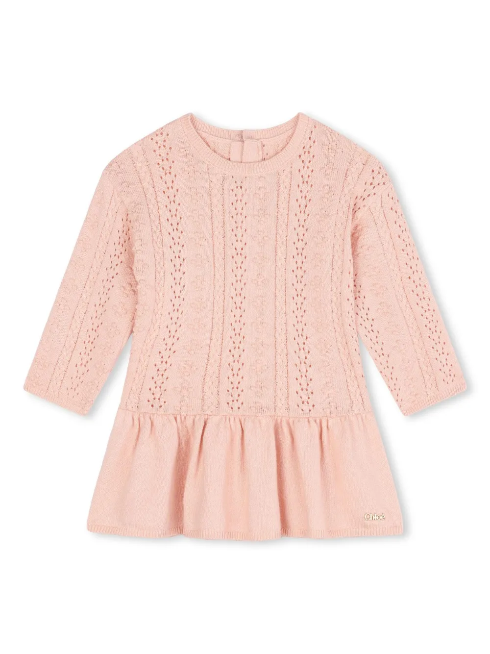 

Платье мини с вышитым логотипом Chloé Kids, розовый