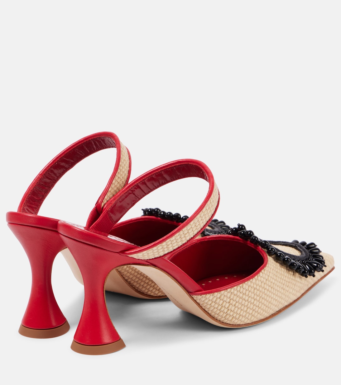 Атика 90 украшенные мюли из рафии Manolo Blahnik, 1105 Dcrm/6208 Bred — фото 2
