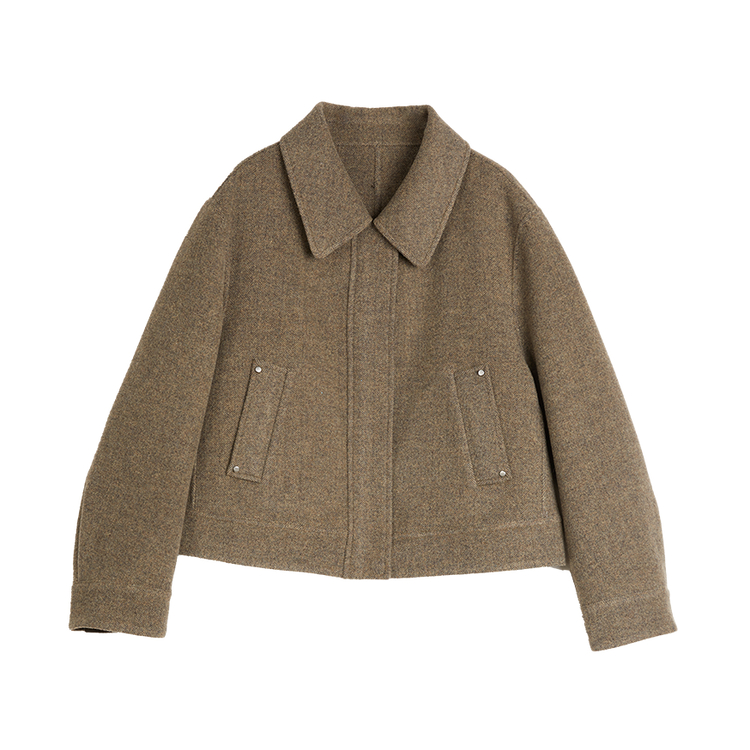 

ELLE Пальто женское серо-зеленое с лацканом Moderate