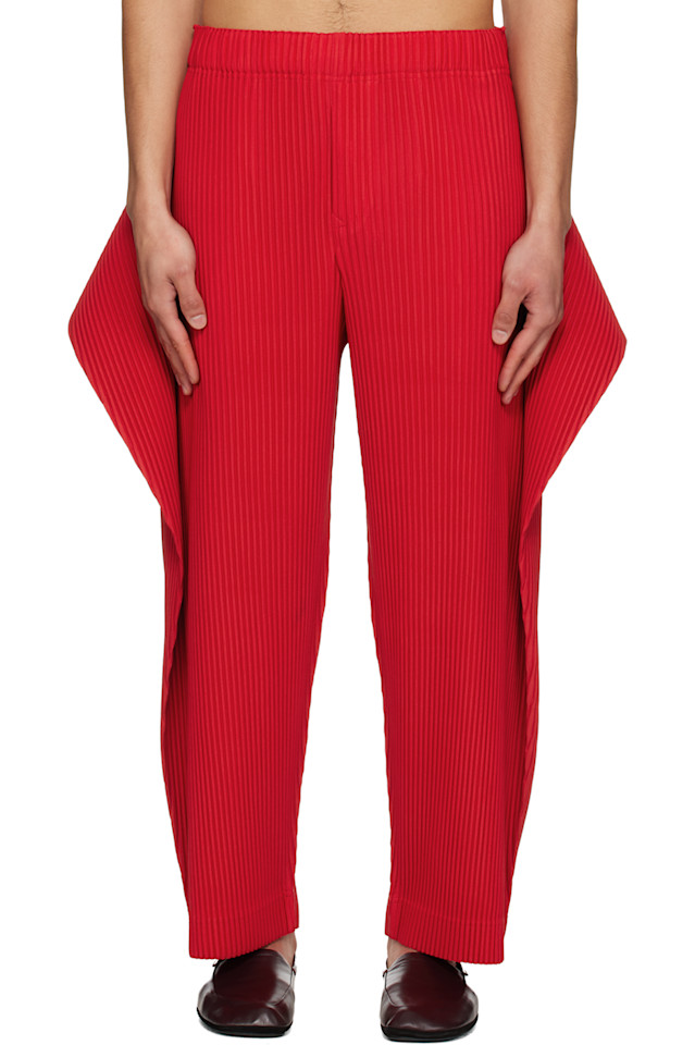 

Homme Plissé Issey Miyake Красные брюки с оберткой и складками