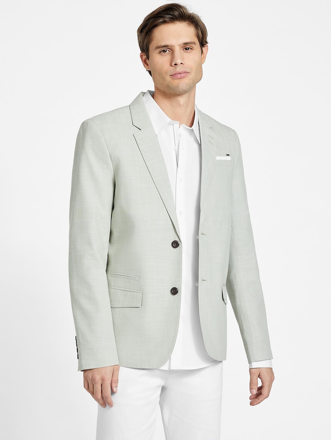 

Блейзер Sanders из шамбре Guess Factory, цвет Green Balsam