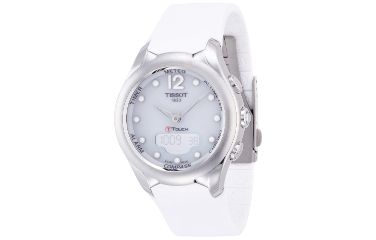 

TISSOT Часы Solar Quartz Movement Men's Watch Watch 37mm White Dial Stainless Steel Case Rubber Strap, White