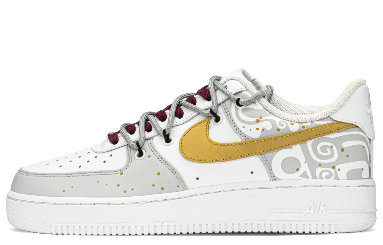

Кроссовки Nike Air Force 1 Skateboard Shoes Men Low-Top Gray White/Gold
