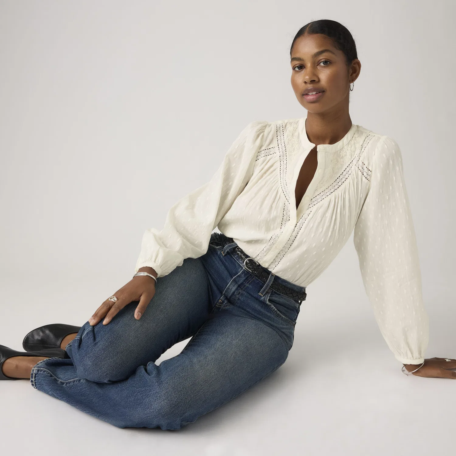 Простые джинсы для женщин от Easy Dad Levi's, Dark Wash — фото 2