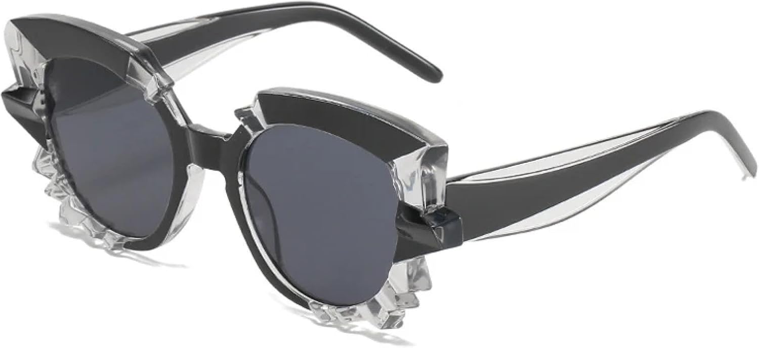 

Модные солнцезащитные очки «кошачий глаз» для женщин и мужчин, стильные солнцезащитные очки для путешествий, уличной фотографии, защита от УФ-излучения UV400 TKKTLLT, Black Gray