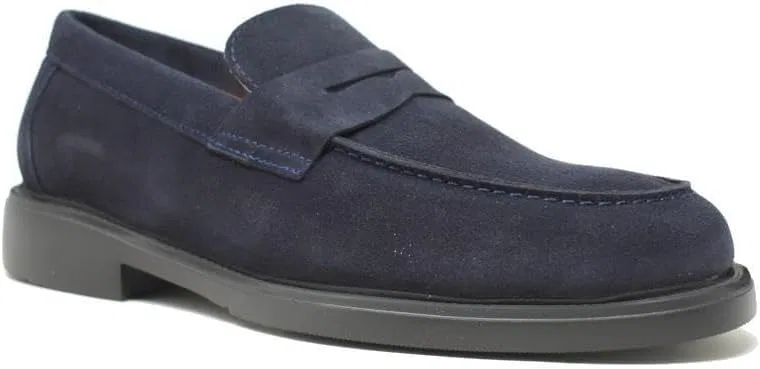 ZAPATONEE Мужские синие мокасины из натуральной кожи — фото 3