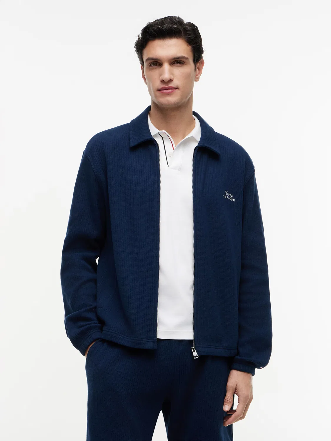 Вязаный кардиган Tommy Hilfiger Waffle Ivy темно-синего цвета — фото 2