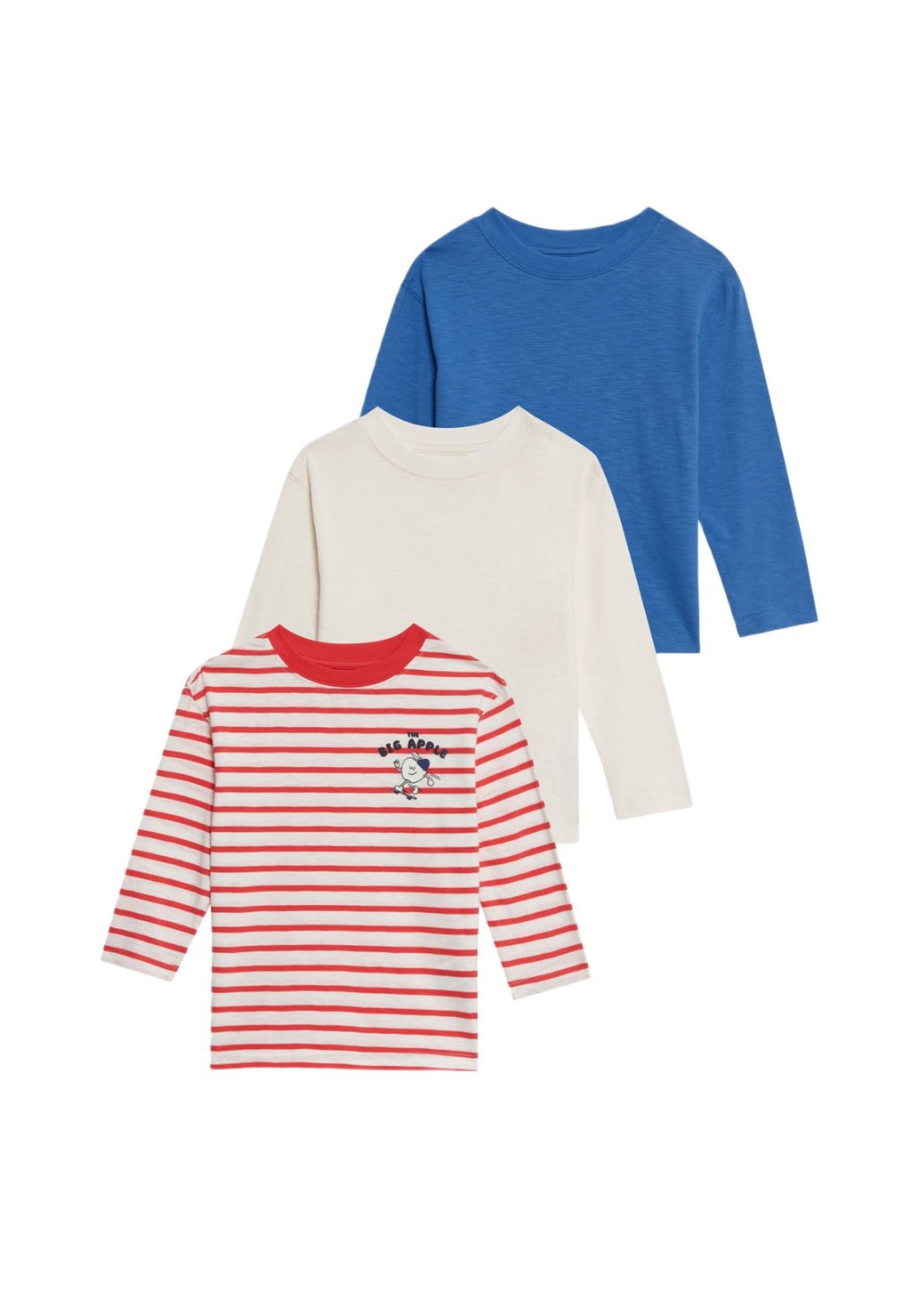 

Футболка с длинным рукавом 3PK APPLE STRIPE/PLAINS Marks & Spencer, красный