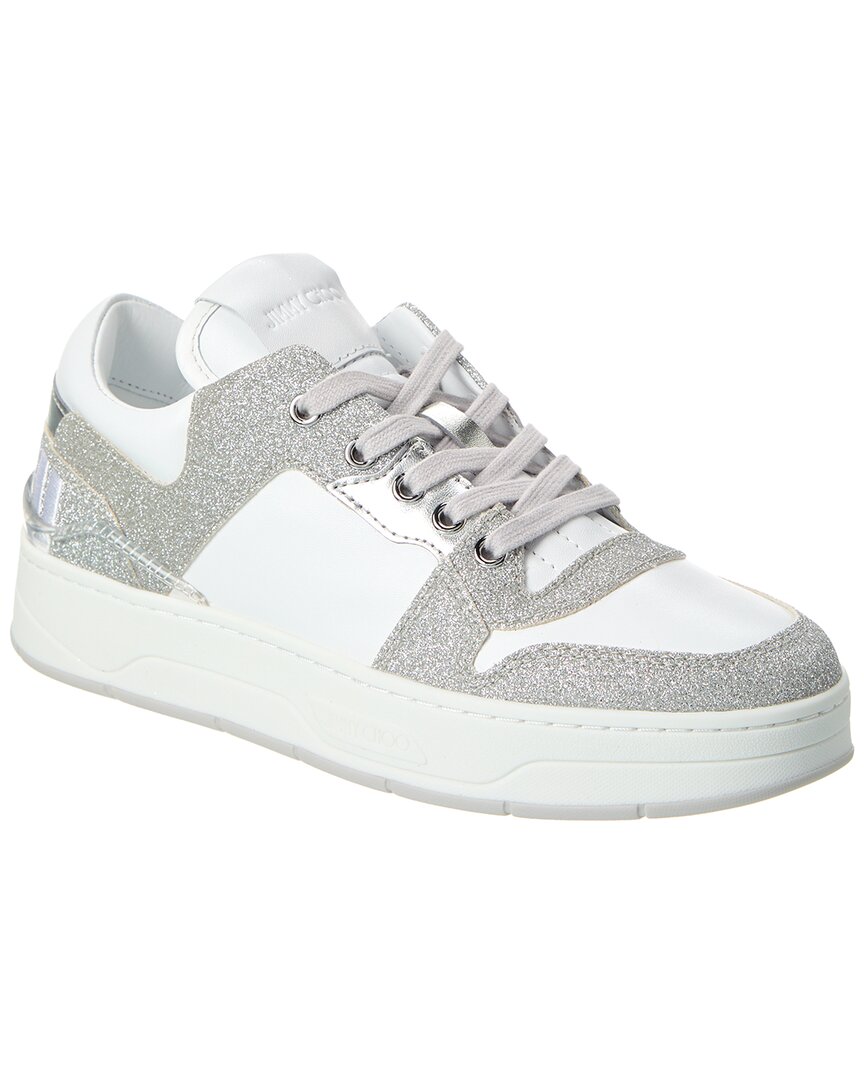 Кроссовки Jimmy Choo Florent/F из кожи и блесток, серебряный