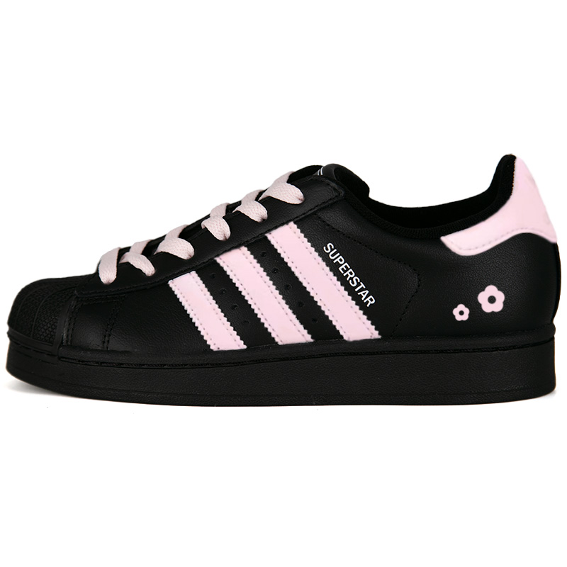 

Adidas Originals Superstar 2 Golden Years Abrasion Resistant Low top детские скейтбординг кроссовки черно-розовые унисекс