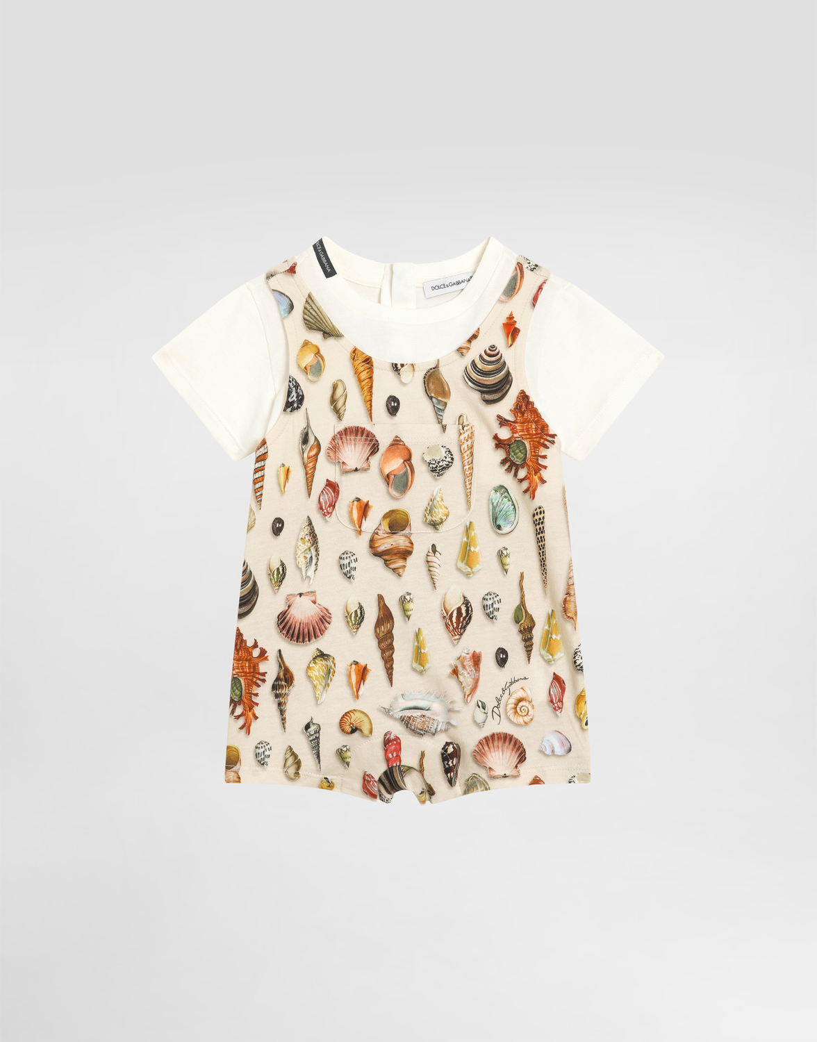 

Трикотажный комбинезон с короткими рукавами и принтом ракушек Dolce&Gabbana, мультиколор