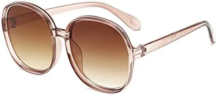 

Солнцезащитные очки в круглой оправе для женщин, ретро, ​​черные, увеличенного размера, женские солнцезащитные очки для активного отдыха и вождения MTZJH, Brown Brown