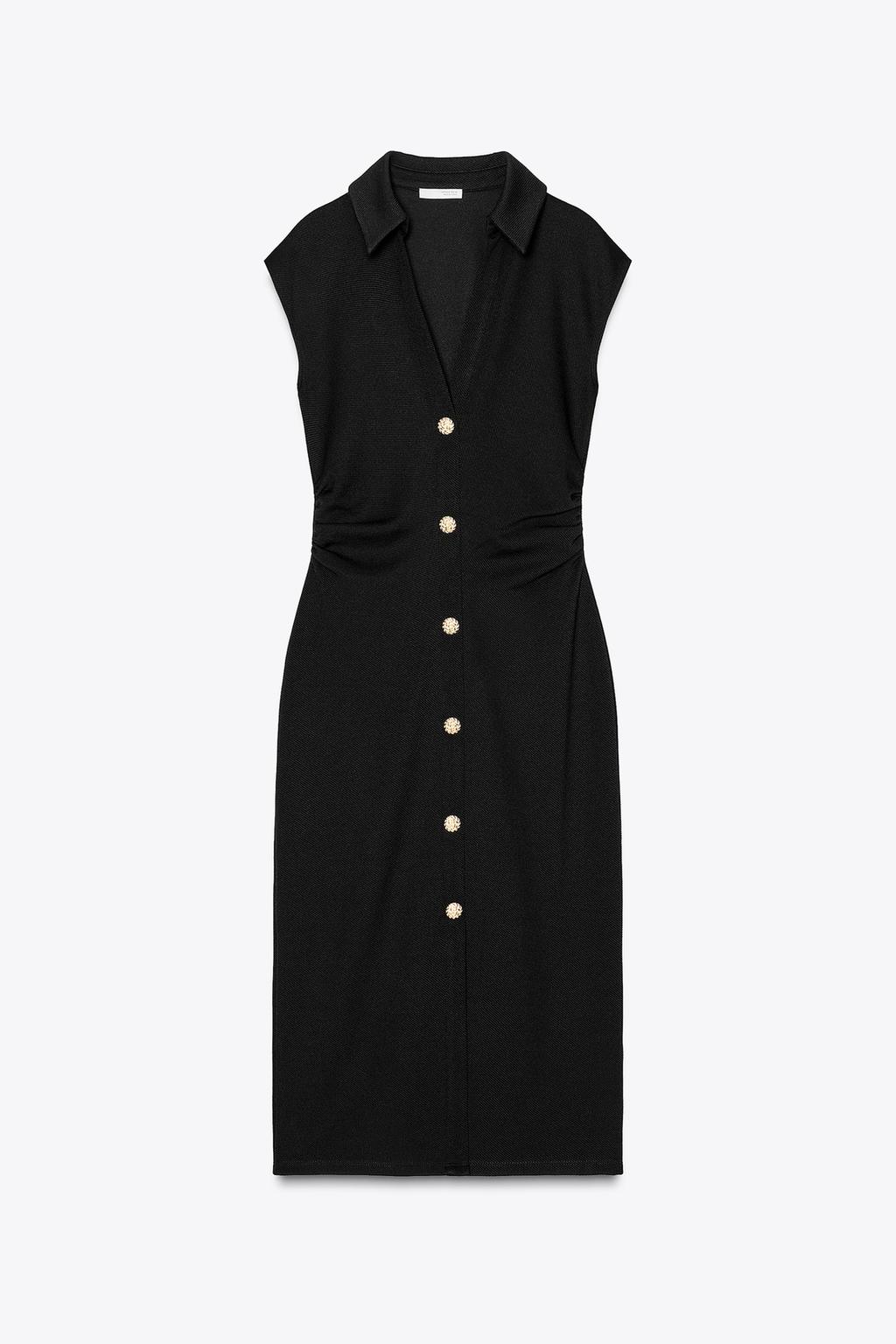 

Платье-рубашка из пике ZARA, черный