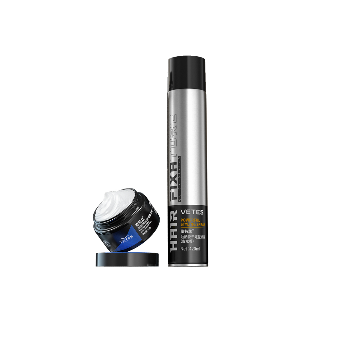 Набор средств для укладки Vetes: лак для волос Powerful Styling Spray с морским ароматом, 420 мл + воск для укладки волос, 100 г — фото 4
