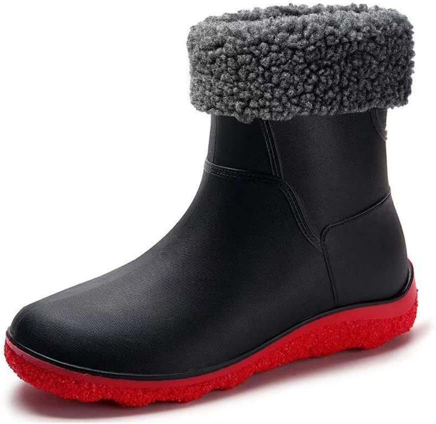 

Мужские резиновые сапоги Rojeam, водонепроницаемые, стиль Челси, для прогулок на улице, водонепроницаемые ботинки до щиколотки, черный/красный