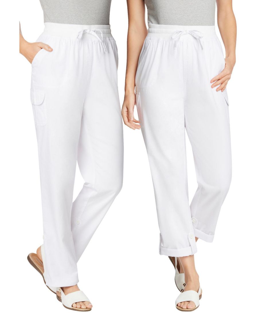 

Женские брюки-карго/капри больших размеров, трансформируемые по длине Woman Within, White