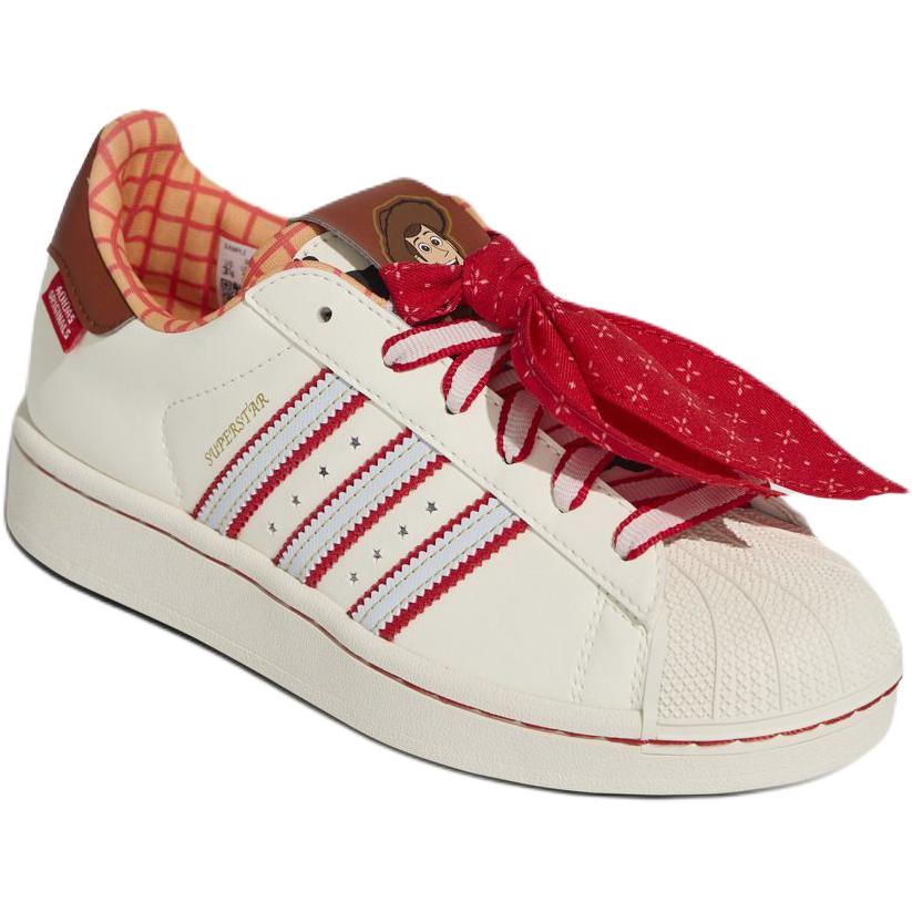 Adidas Originals Детские скейтбордистские кроссовки Disney x Superstar 2 с противоскользящей подошвой, бежевые, белые, красные, для подростков — фото 3