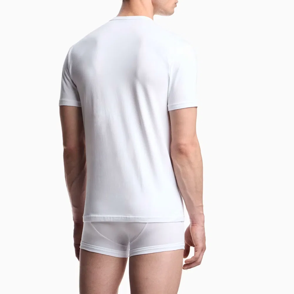 Комплект из 2 облегающих футболок для отдыха из стрейч-джерси EMPORIO ARMANI, White — фото 3